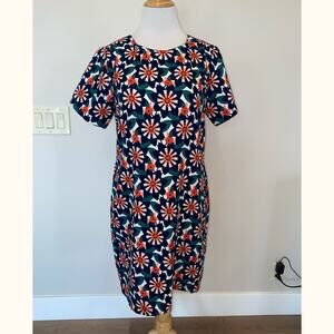 Molly Bracken Mini Shift Dress Floral Print Short Sleeve Size Medium